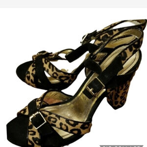 Beverly Feldman leopard‎ sandals 10 NWOB